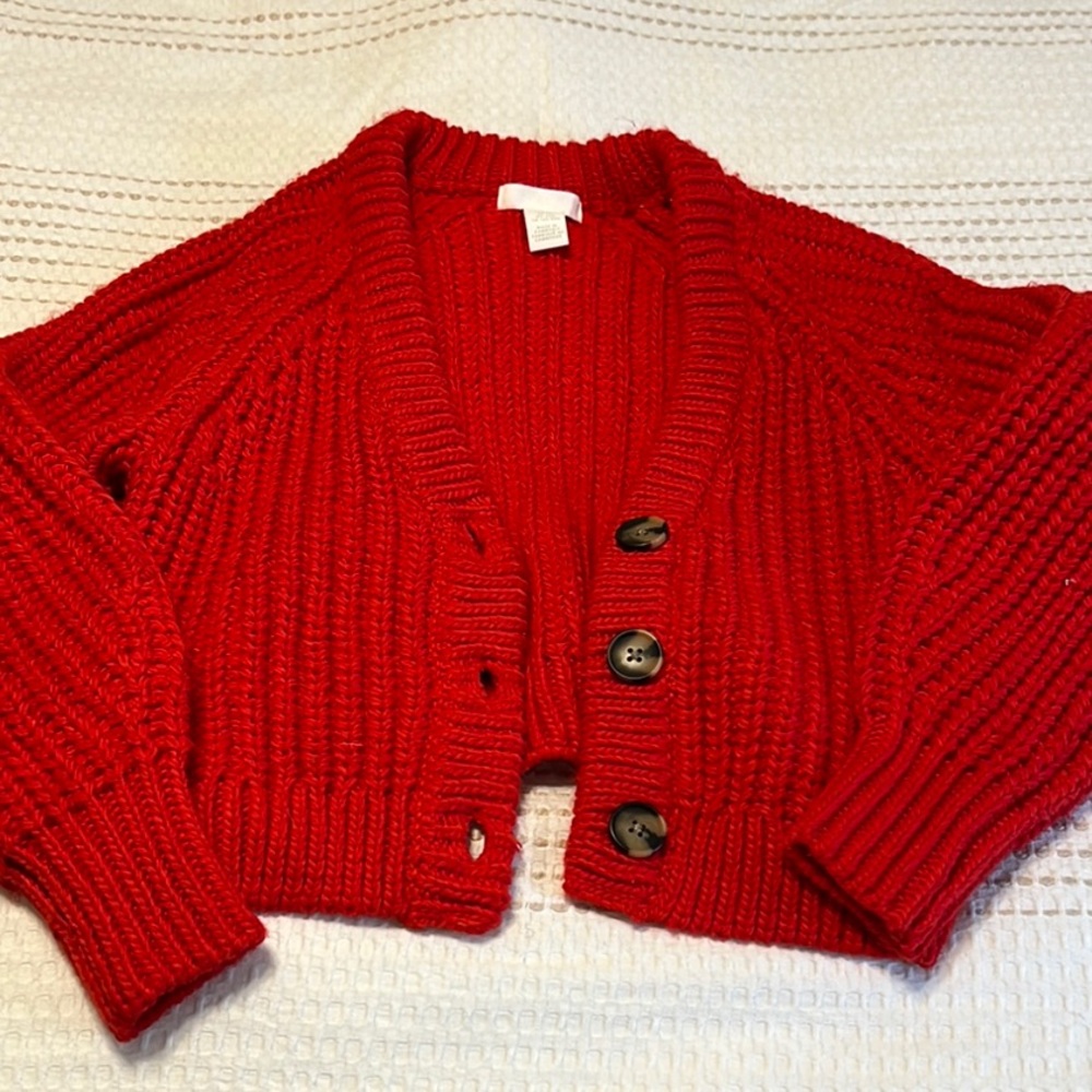 Red Button-Up Women's Sweater